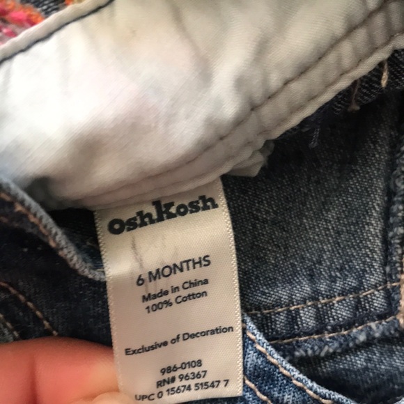 Oshkosh B’gosh Denim Overalls Dress Size 6 Months - Picture 9 of 12